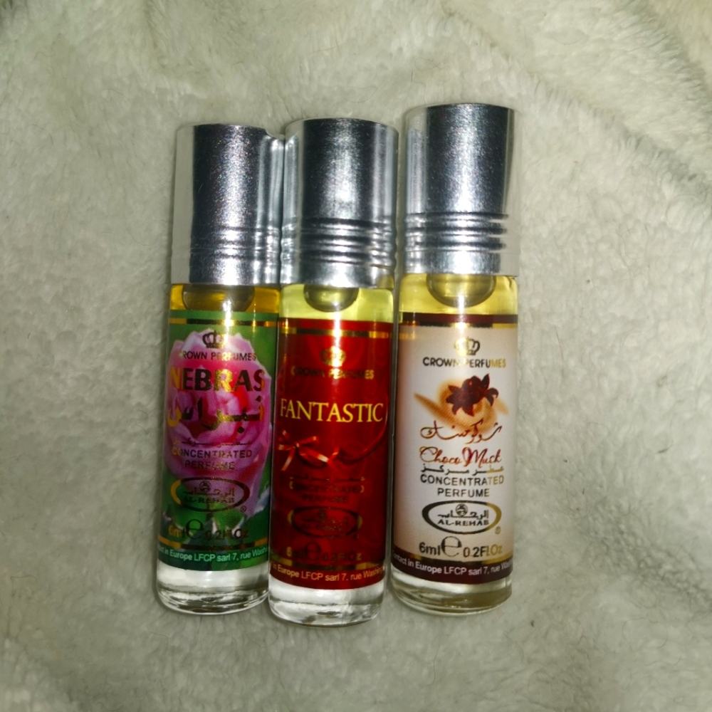 Al Rehab fragrance samples (Nebraska, Choco Musk, and Fantastic)nebras - Nebr